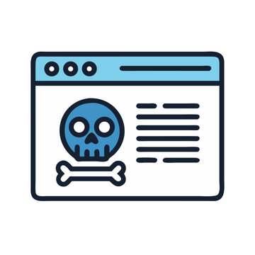 Browser Window with Skull Virus Icon &ndash; Cybersecurity and Malware Protection Symbol