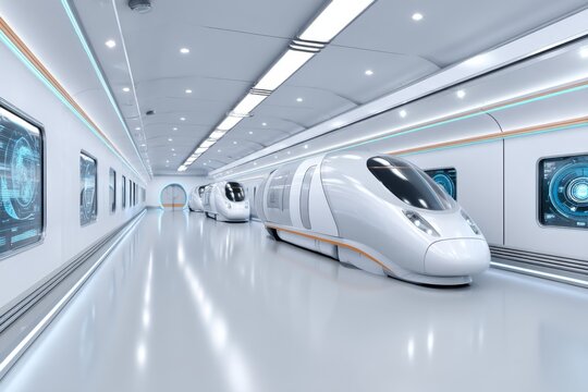 Futuristic transport hub with underground, air, and hyperloop terminals