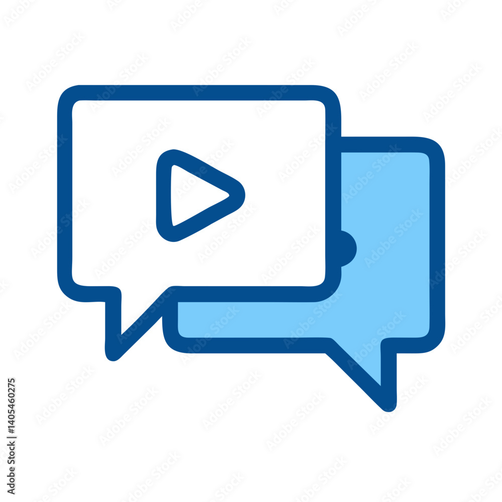 Poster Chat with Play Button Icon Representing Interactive Video Messaging and Live Communication