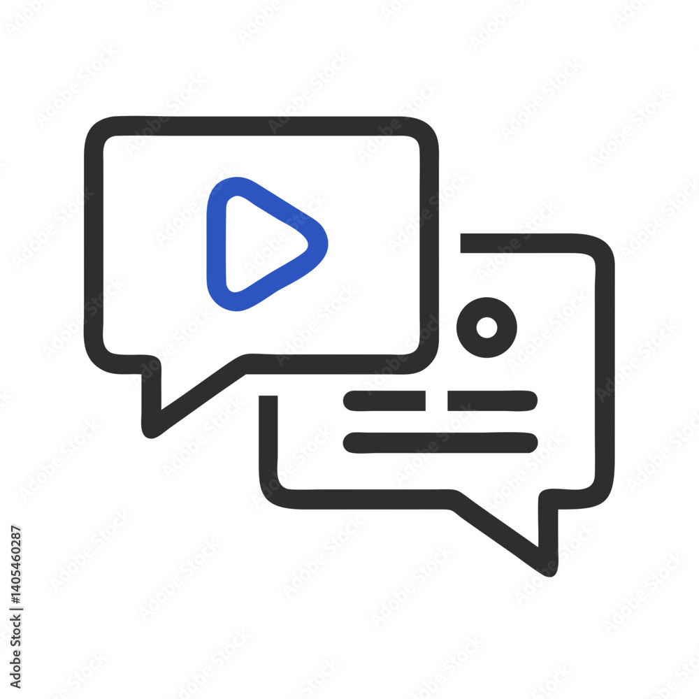 Aufkleber Chat with Play Button Icon Representing Interactive Video Messaging and Live Communication