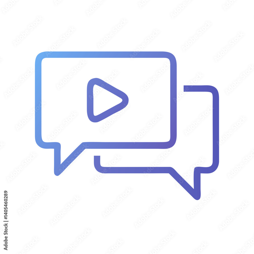 Aufkleber Chat with Play Button Icon Representing Interactive Video Messaging and Live Communication