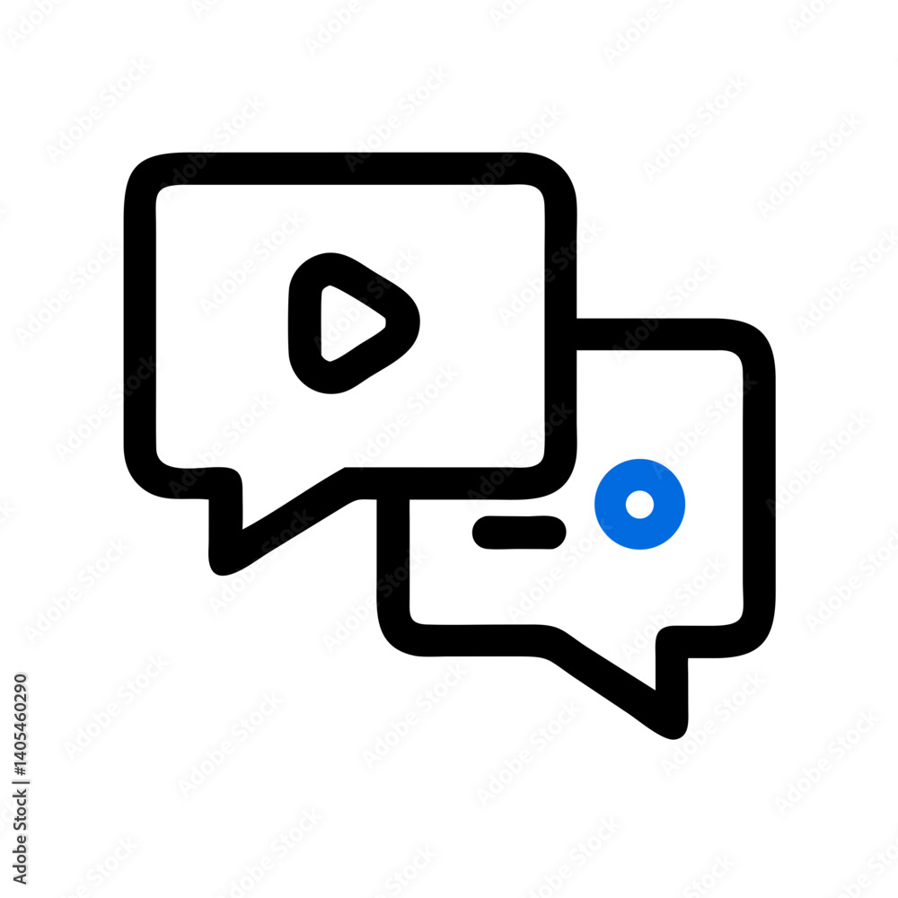 Aufkleber Chat with Play Button Icon Representing Interactive Video Messaging and Live Communication