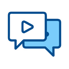 Naklejka premium Chat with Play Button Icon Representing Interactive Video Messaging and Live Communication