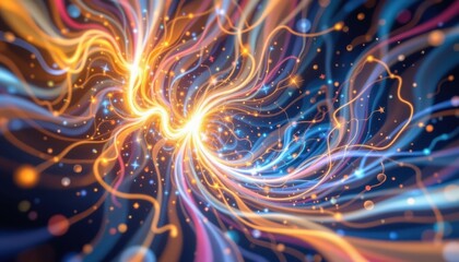Transcendent Experience Create an image representing a spiritual or transcendental experience, using swirling lights and forms that evoke a sense of connection.
