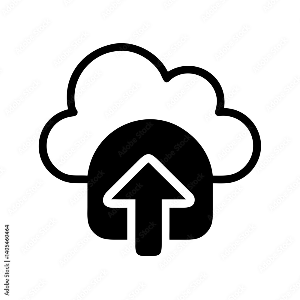 Aufkleber Cloud Upload with Play Icon Representing Media Streaming and Cloud-Based Content Delivery