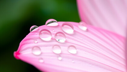 Closeup Pink Flower Petal With Water Droplets