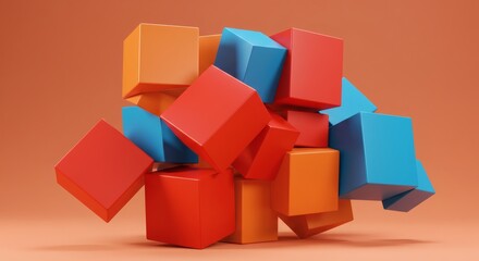 Obraz premium Stack of Colorful 3d Cubes Abstract Background Creative Design