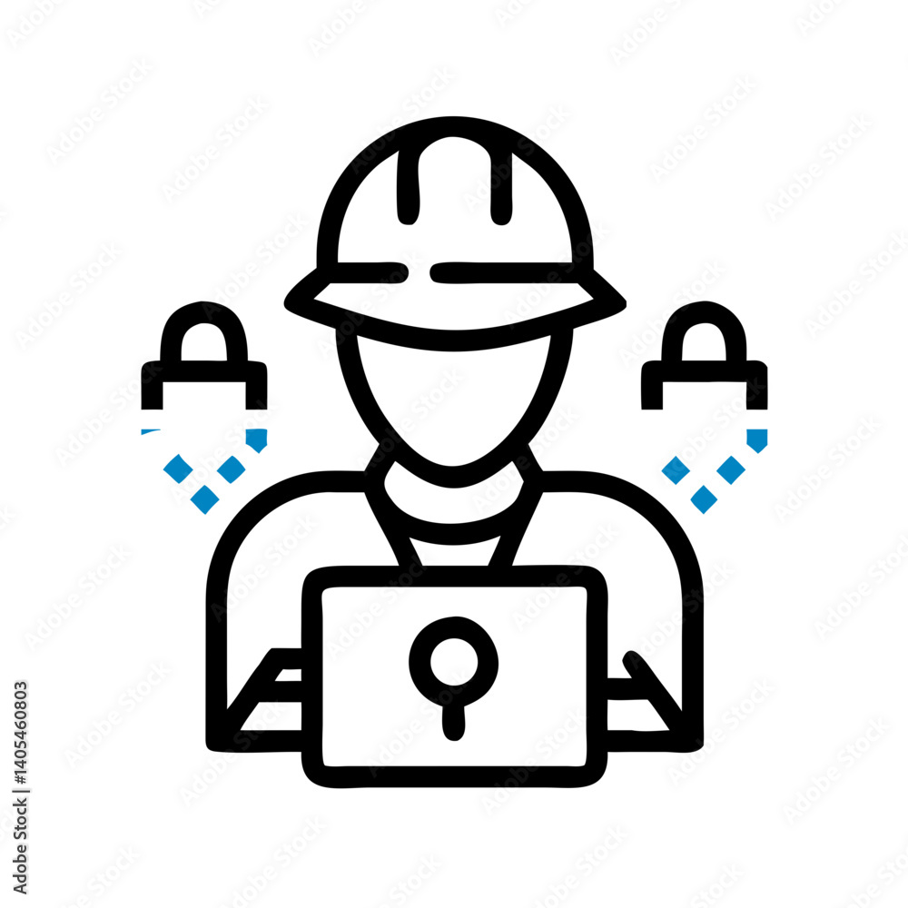 Aufkleber cybersecurity engineer icon representing it security expert and digital threat protection