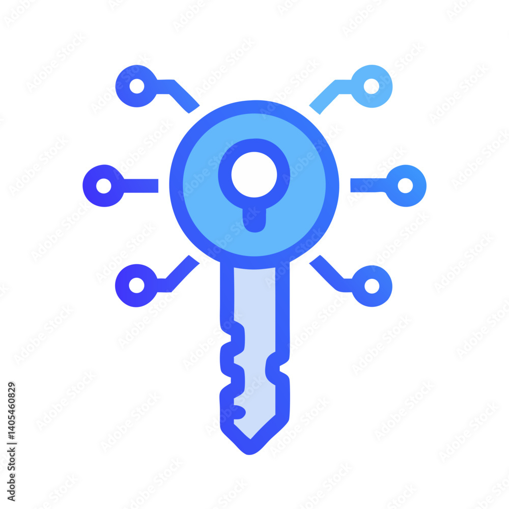 Poster Cybersecurity Key Icon Representing Digital Access Control and Secure Authentication
