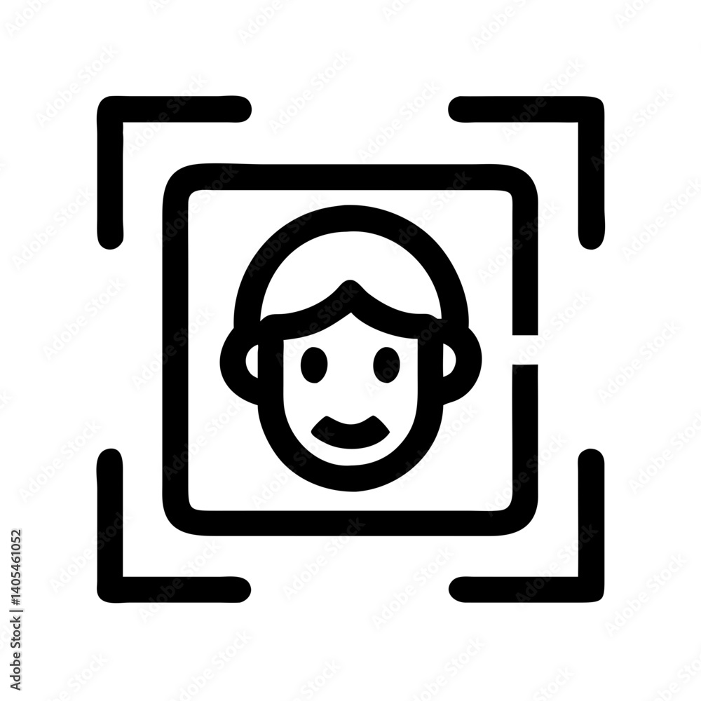 Fototapete face recognition in frame icon representing biometric identification and secure access
