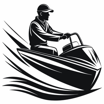 man riding black jet ski clip art preview
