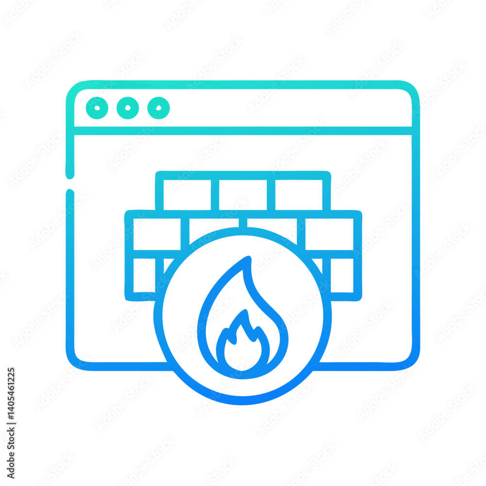 Fototapete firewall symbol in browser icon representing internet security and web protection