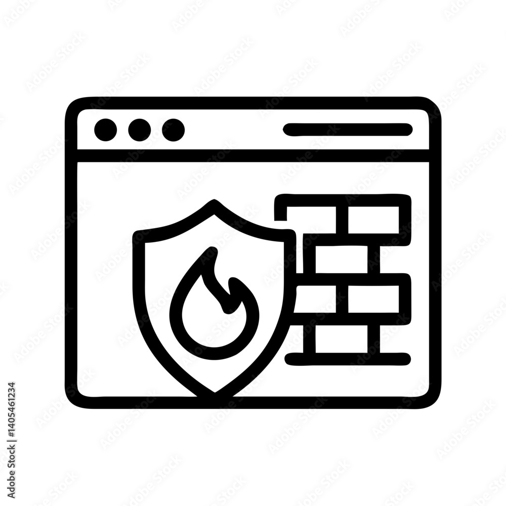 Fototapete firewall symbol in browser icon representing internet security and web protection