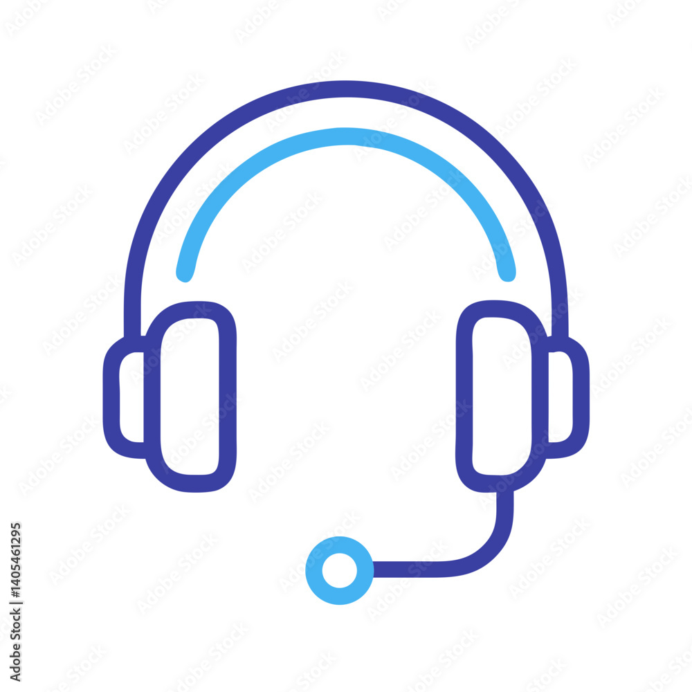 Poster Headset Icon Representing Audio Communication and Listening Device