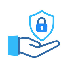 Obraz premium Hand with Shield Lock Icon Representing Data Protection and Secure Access Control
