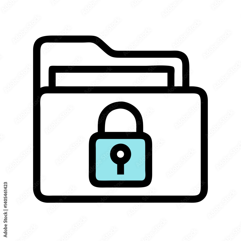 Poster locked folder icon representing secure file storage and data protection