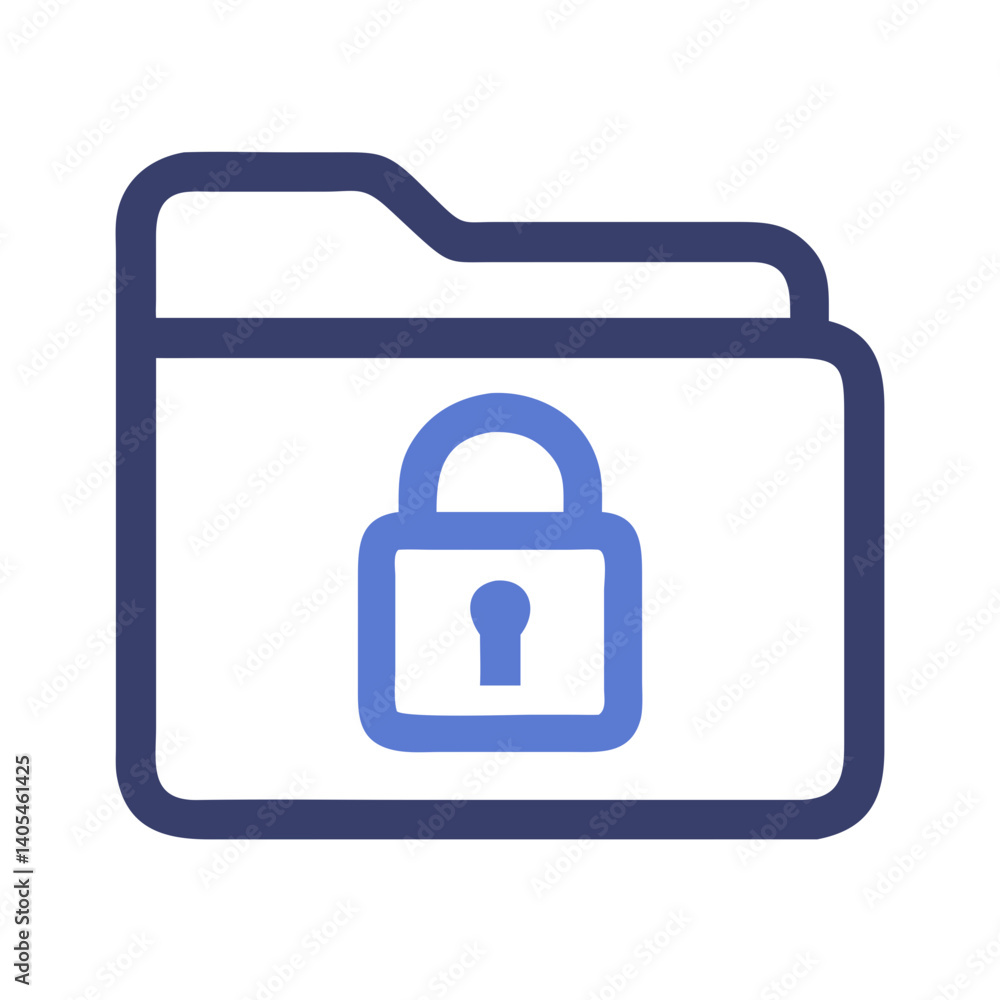 Poster locked folder icon representing secure file storage and data protection
