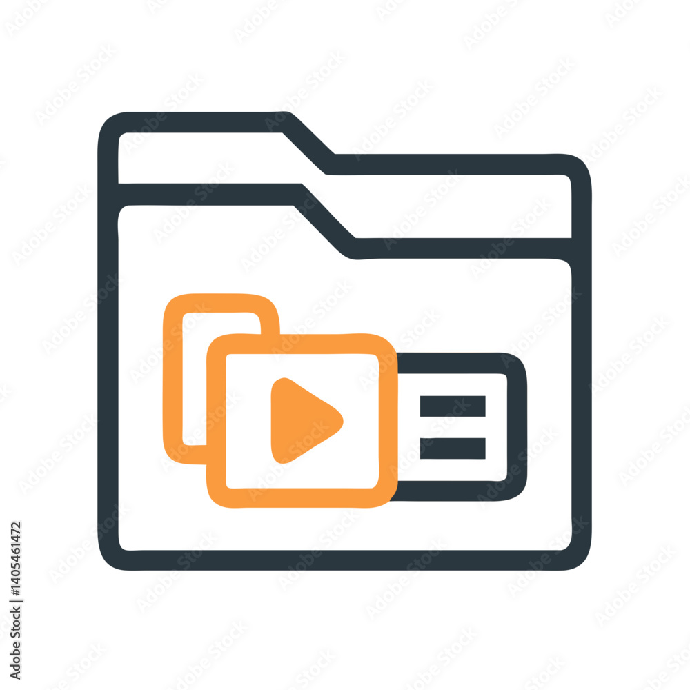Aufkleber media folder icon representing digital file storage and multimedia organization