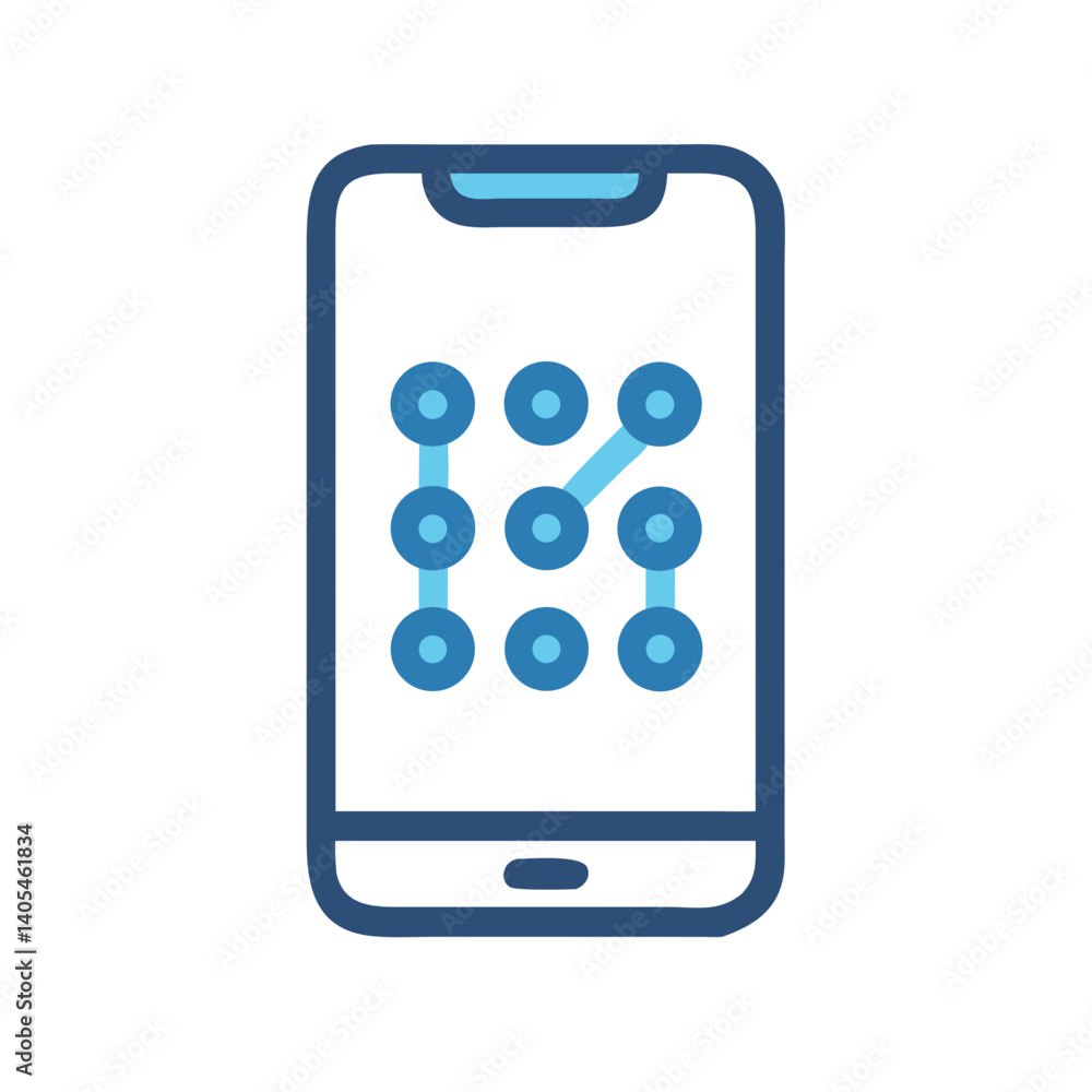 Poster pattern lock on smartphone icon representing mobile security and screen protection