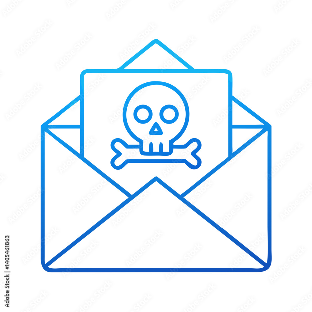 Poster phishing email with skull icon representing malicious message and cyber threat