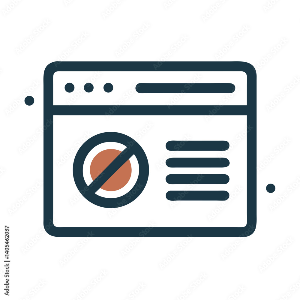 Leinwandbilder restricted web page icon representing blocked access and website limitation warning