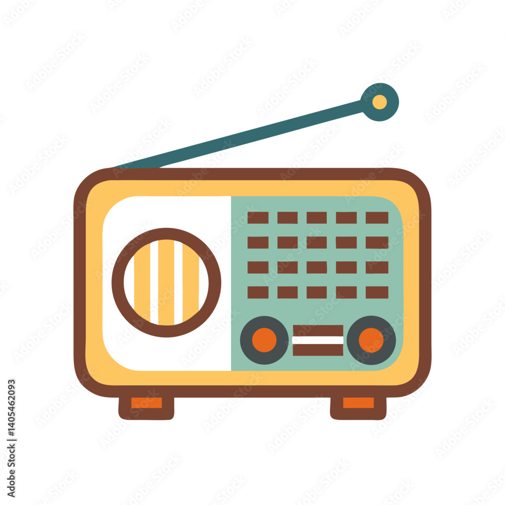 Poster retro radio icon representing vintage audio device and classic broadcasting