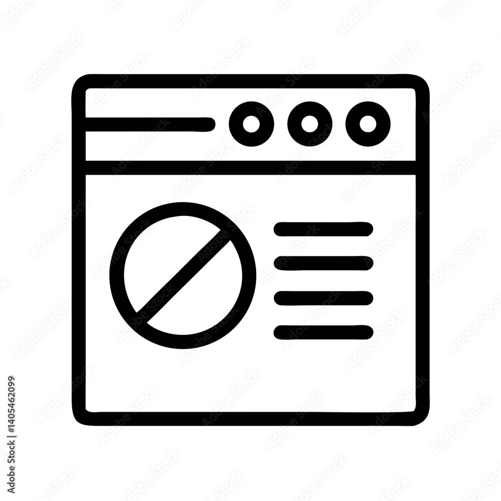 Fototapete restricted web page icon representing blocked access and website limitation warning