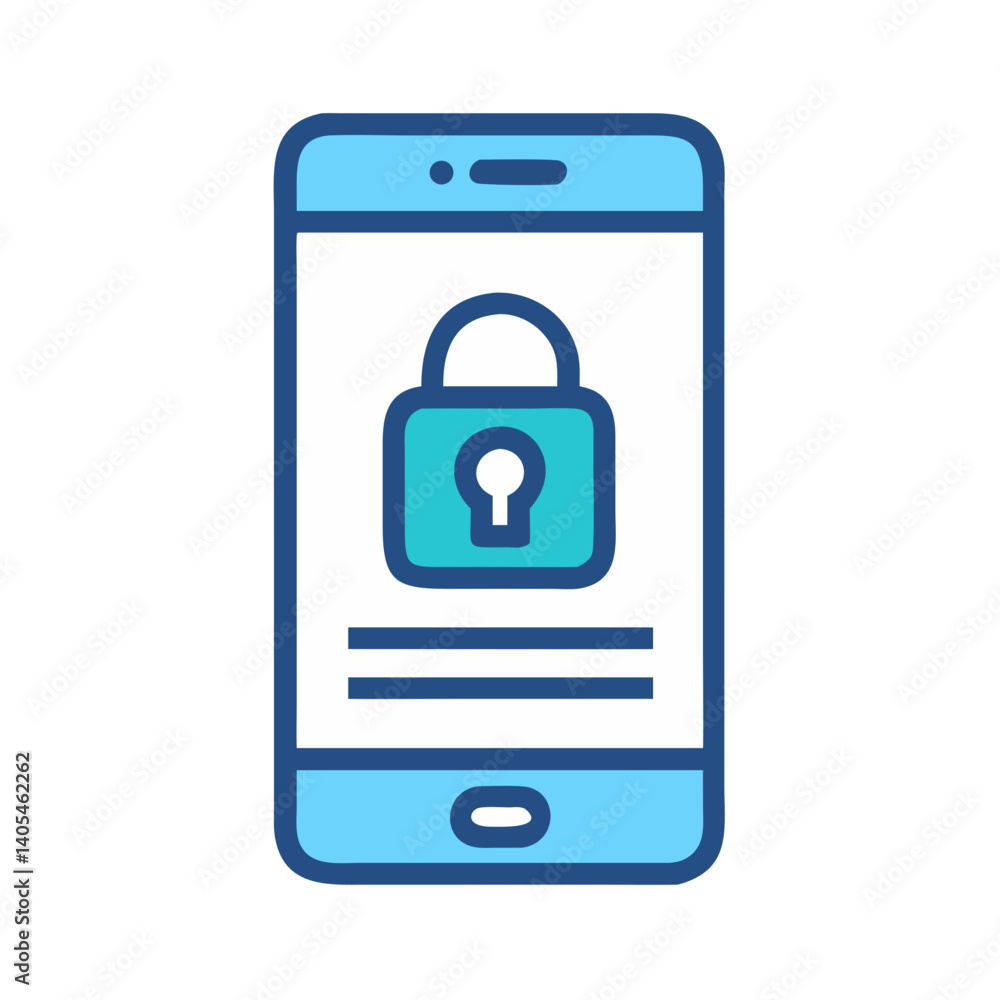 Poster Secured Smartphone Interface Icon Representing Mobile Data Protection and Privacy Lock