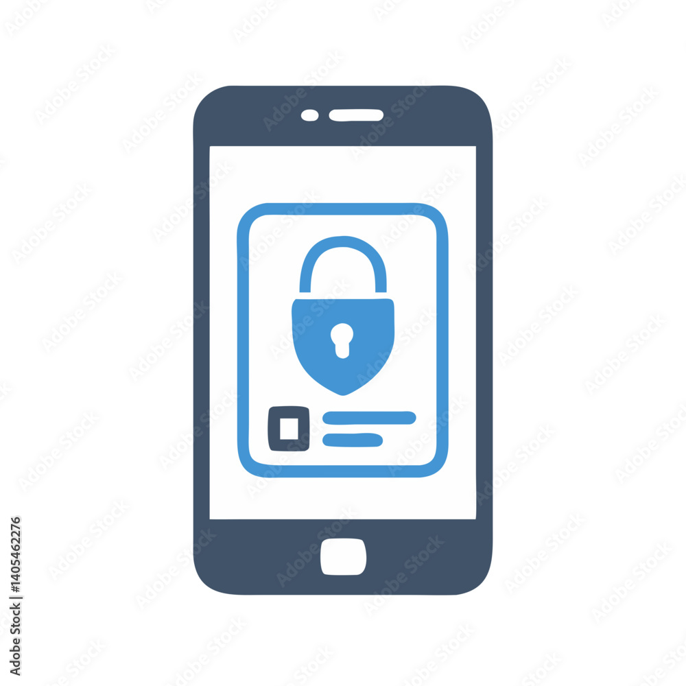 Poster secured smartphone interface icon representing mobile data protection and privacy lock