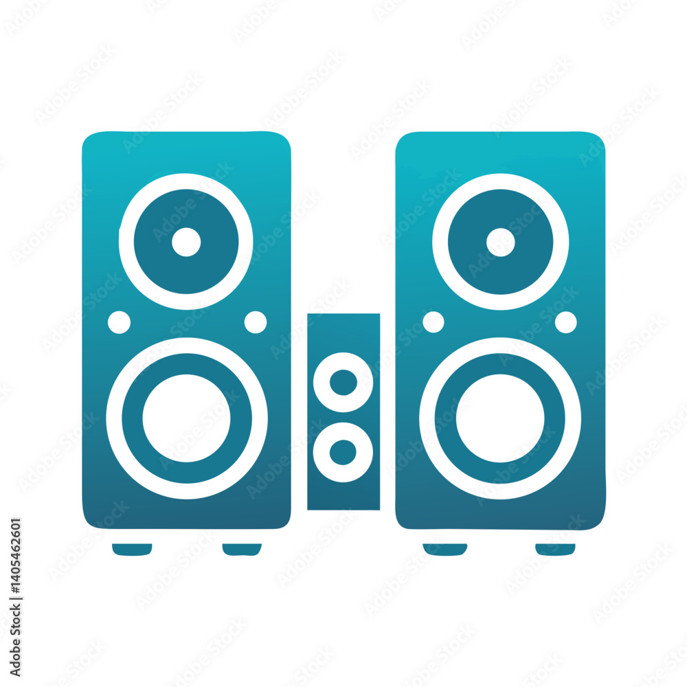 Poster Stereo Speaker Icon Representing Audio Output and Surround Sound System