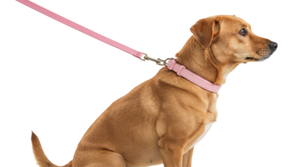 Isolated Dog with Leash