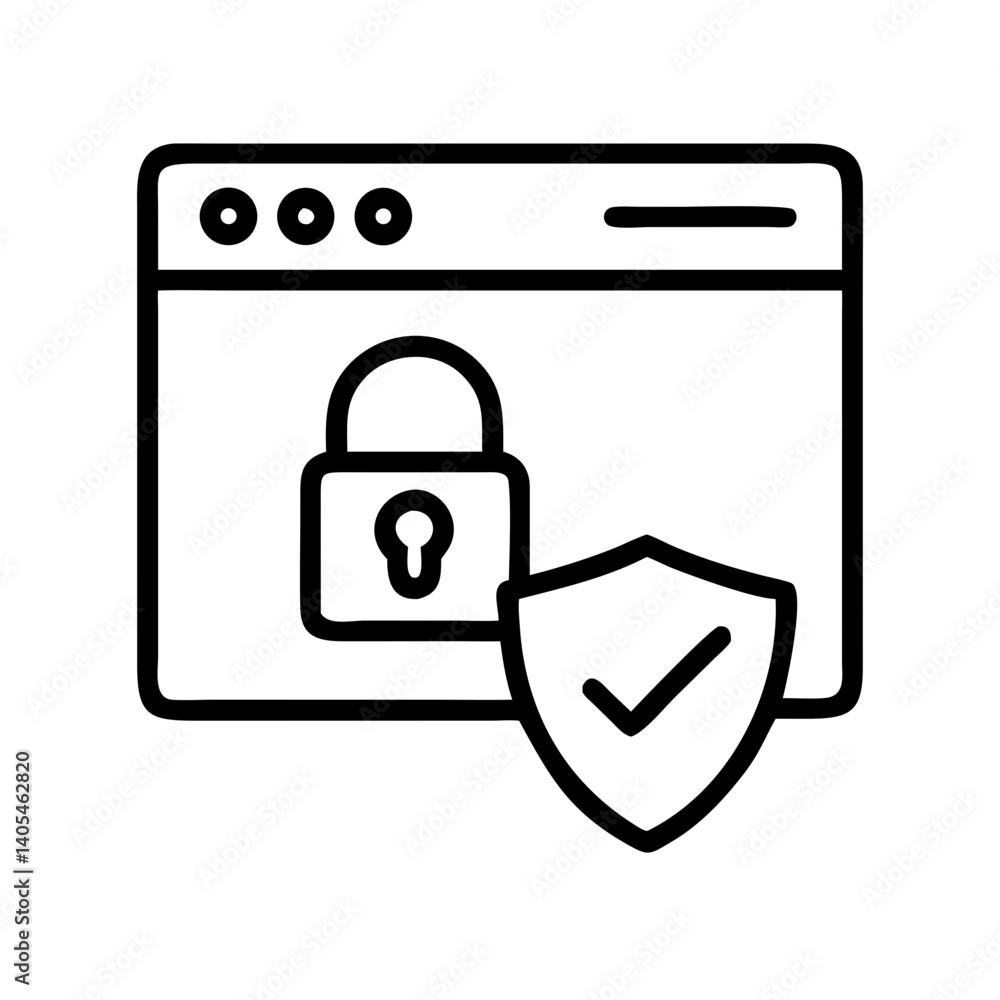 Aufkleber Unlocked Browser with Shield Check Icon Representing Secure Access and Verified Website