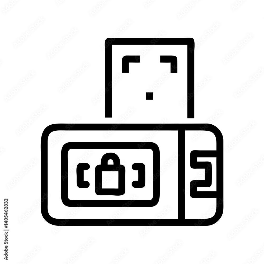 Aufkleber USB Device with Scan Frame Icon Representing Data Detection and Device Recognition