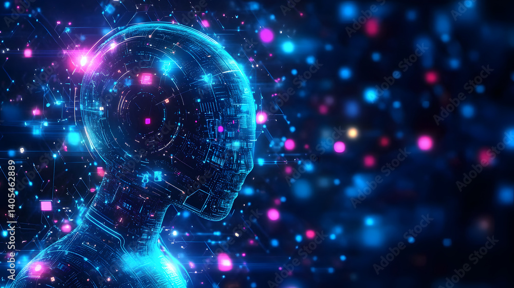 Poster abstract digital ai chat light blue background. chatbot concept. gpt or artificial intelligence conc