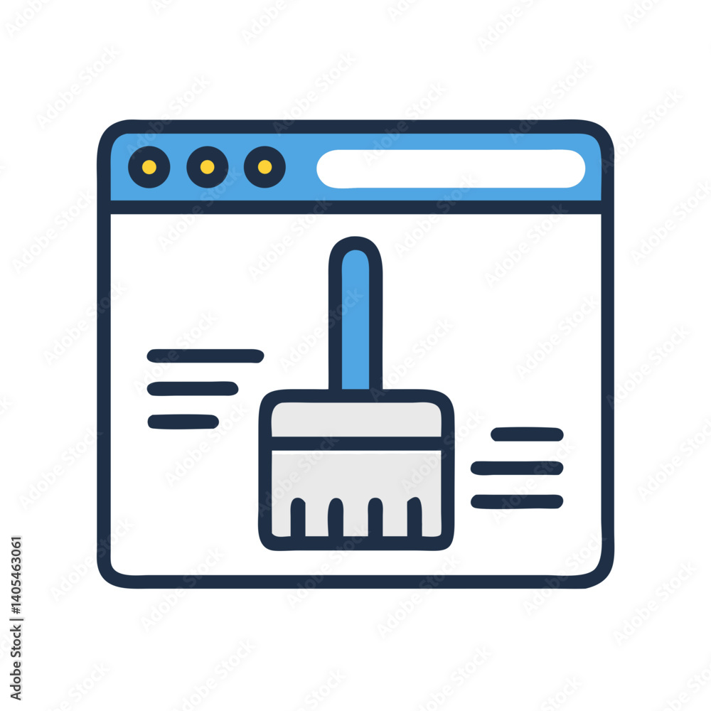 Aufkleber Web Browser with Cleaning Tool Icon Representing Cache Cleanup and Privacy Maintenance