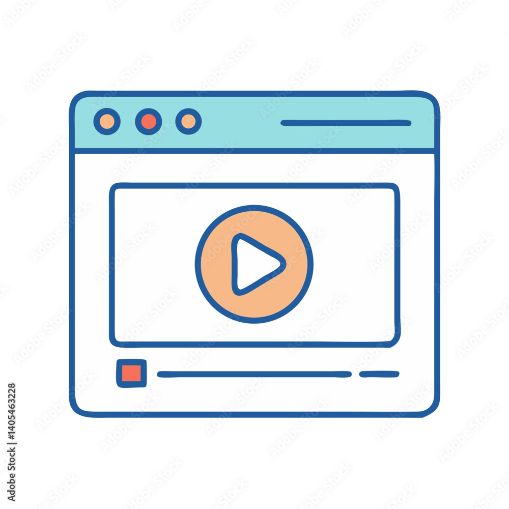 Leinwandbilder web video player icon representing online streaming interface