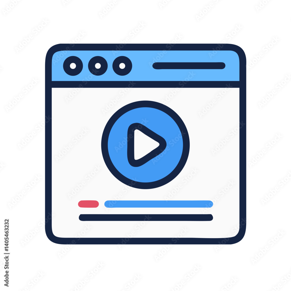 Poster web video player icon representing online streaming interface