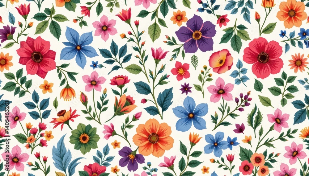 Poster botanical patterns design intricate patterns composed of various flowers and foliage, blending color