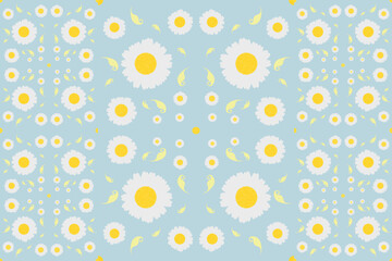 Daisy I textile seamless pixel pattern colorful, Design for fabric, Clothes, Curtain, Carpet, Scarf, Wrap, Handcraft, Wallpaper, Necktie ,Background and Vector illustration