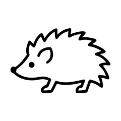 A simple line drawing of a hedgehog with visible spines and small legs on a white background image