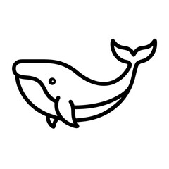 Outline drawing of a whale with a curved body and a small eye and tail on a white background design