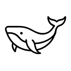 Whale outline illustration showing a stylized whale with a visible tail fin and pectoral fins design image