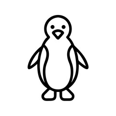Illustration of a stylized penguin with black outlines and white fill on a white background image style