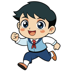 Obraz premium Happy cartoon boy running