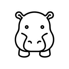 Illustration of a hippopotamus head with a simple outline style and a minimalist design approach used here