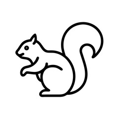 Illustration of a squirrel with a bushy tail in a simple outline style and minimalist design aesthetic