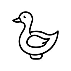 A simple outline drawing of a duck with a curved neck and a small beak in black and white style