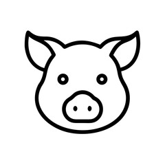 A simple line drawing of a pig face with rounded features and small ears isolated on a white background