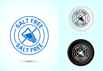 Salt free icon design illustration. No salt sign symbol, Sodium free icon in color black and white