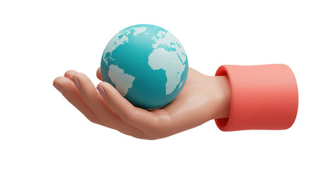 Isolated hand holding Earth